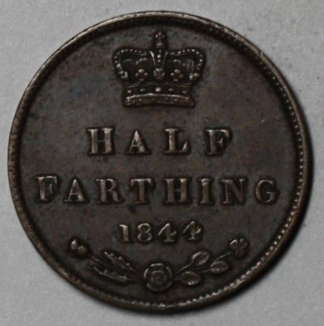 1844 HALF farthing (Queen VICTORIA) 1/8 PENNY used in CEYLON  