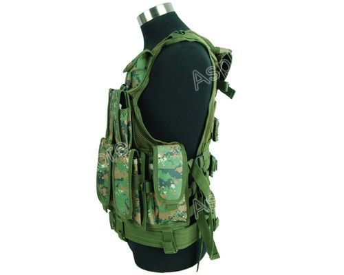 Airsoft Mesh Designed with Holster Vest Digi Woodland G  