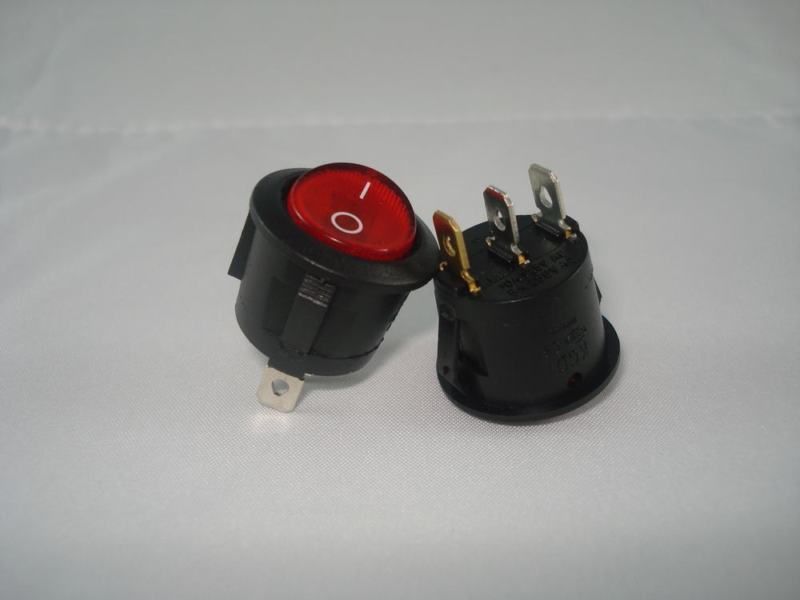 Round Red LIGHT Rocker Switch 3P ON OFF 10A125V,01NR  