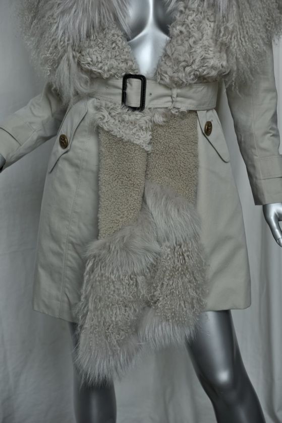 BURBERRY*FOX+MONGOLIAN LAMB SHEARLING+RACCOON FUR*Trench Coat Jacket 