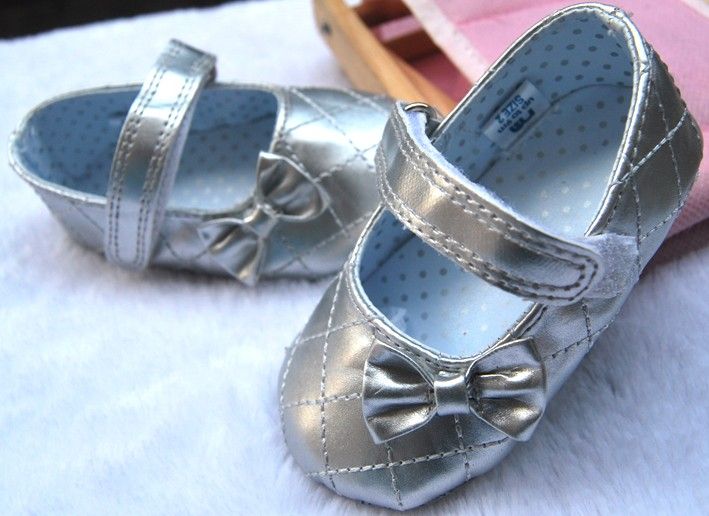 silver Mary Jane toddler baby girl shoes UK size 2 3 4  
