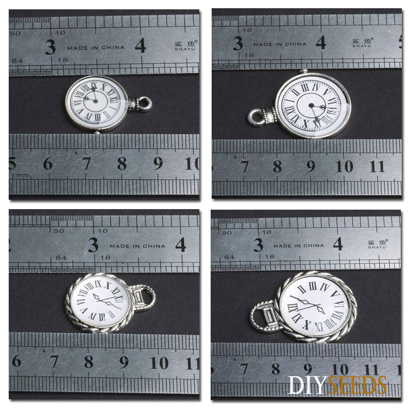 Jewelry Findings Tibetan Silver Vintage Clock Charms Pendant Craft 