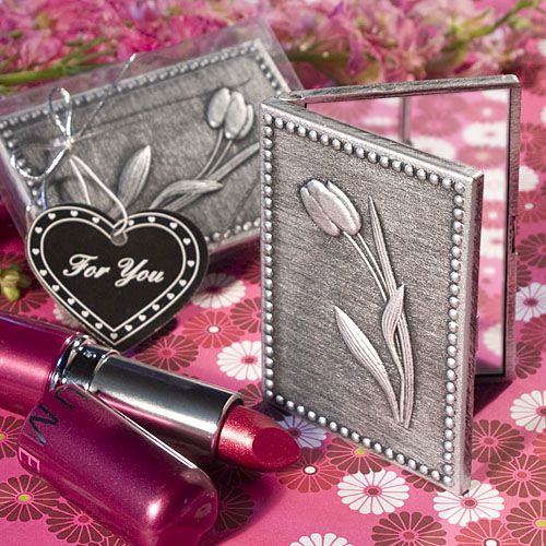 Floral Compact Mirror Wedding Bridal Shower Favor  