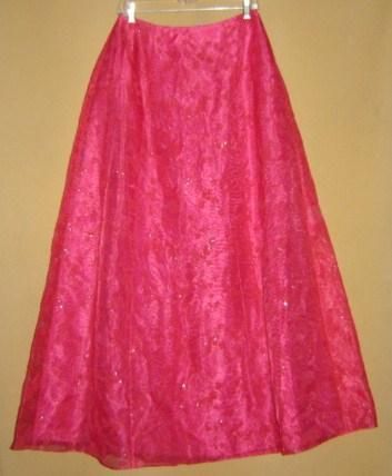 Vtg HOT PINK Sheer Chiffon Evening COCKTAIL Party MAXI SKIRT New Years 