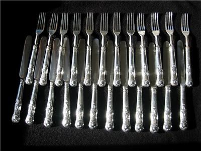 Antique Sterling Aaron Hadfield Georgian Kings set 24  