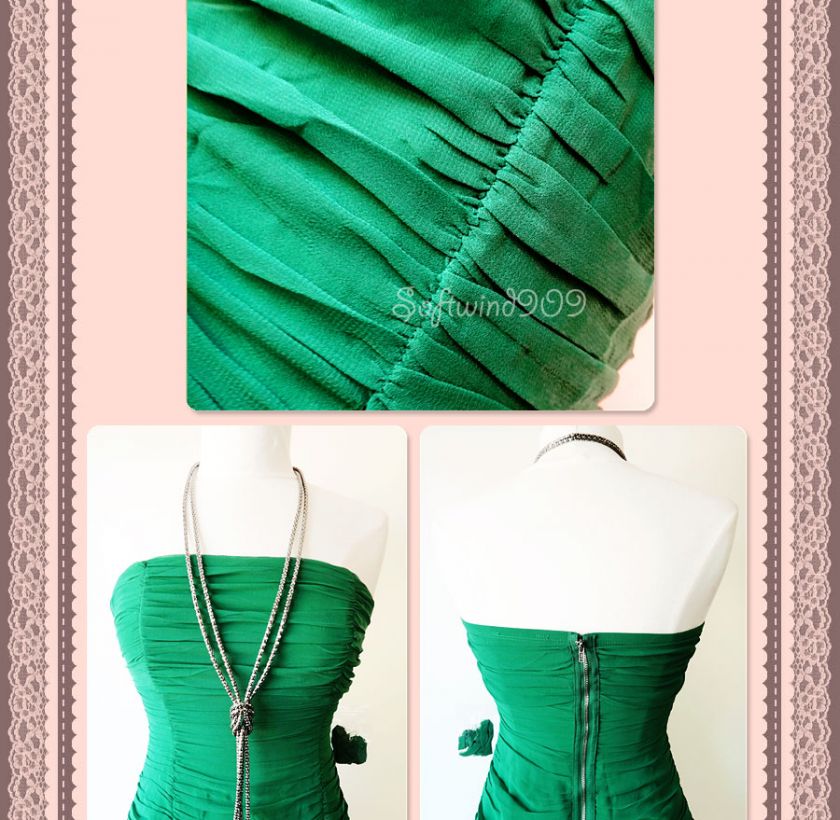 NEW Forever 21 Green Chiffon Ruched Fitted Exposed Zipper Back 