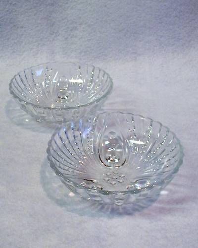 Two Vintage Small Pressed Glass Candy Dishes Shell  