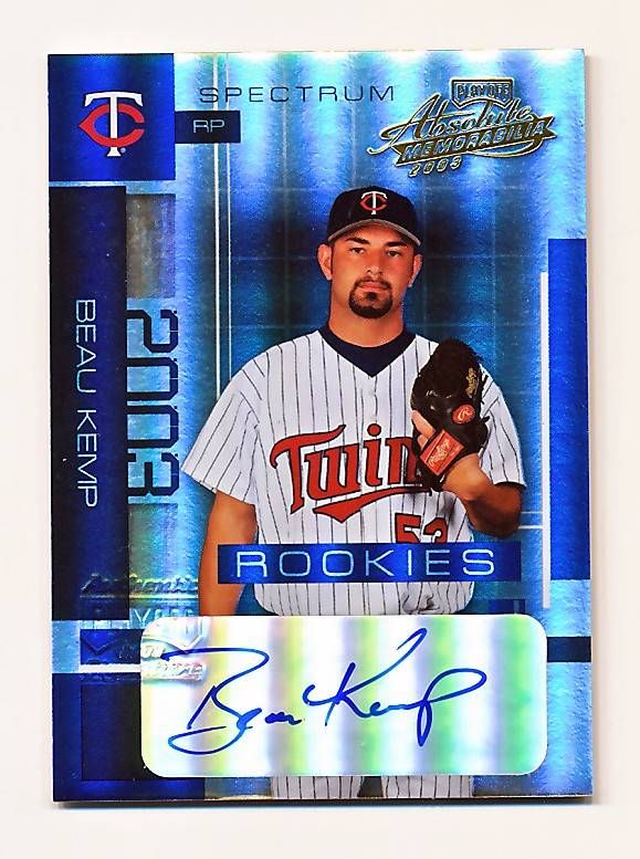 2003 Absolute BEAU KEMP Minnesota Twins SP RC AUTOGRAPH #158 169/250 