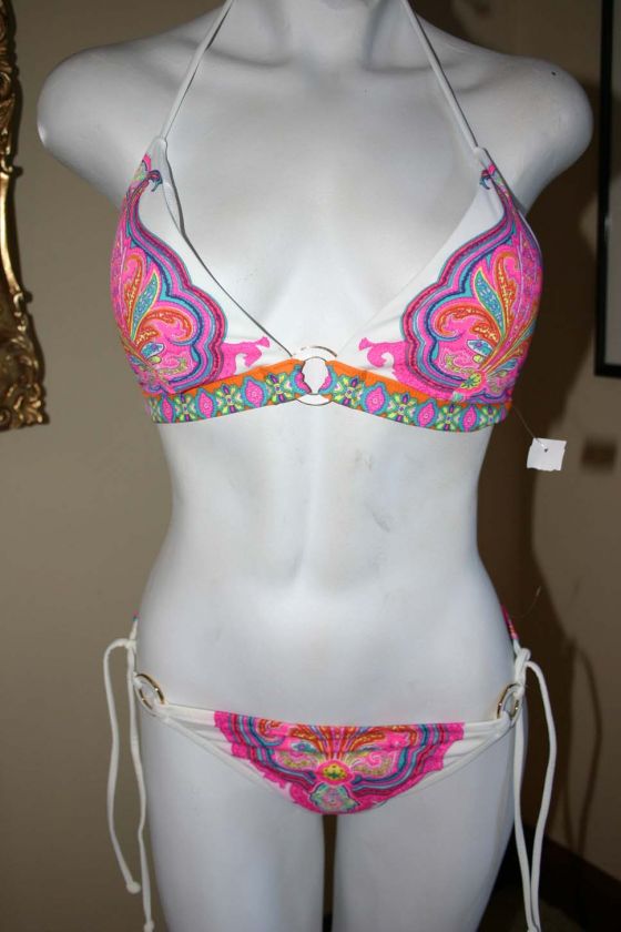   print vintage boho push up neon victorias secret bikini L  