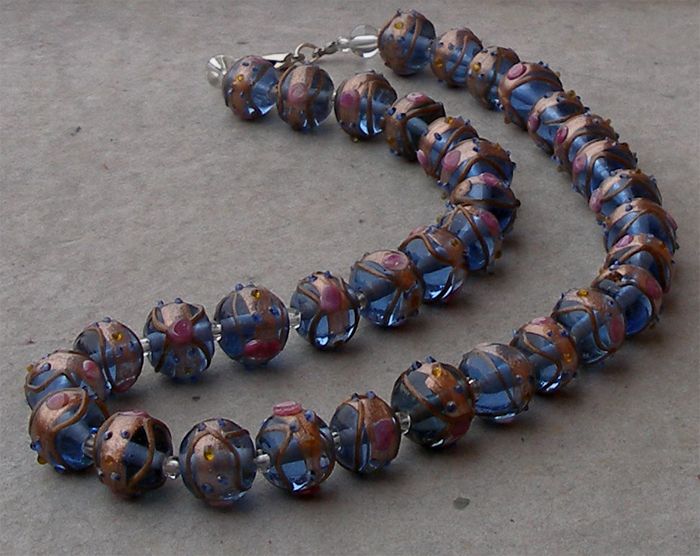 VINTAGE Murano Glass Beads Necklace WEDDING CAKE  