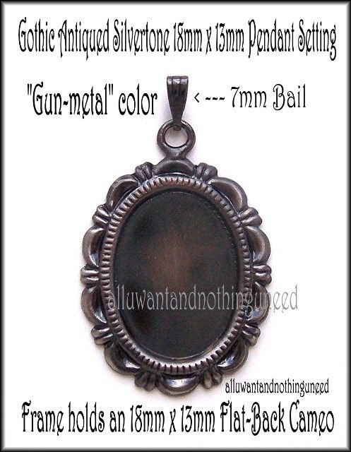 GOTHIC ELEGANT 18 x 13mm CAMEO PENDANT SETTING & BAIL  