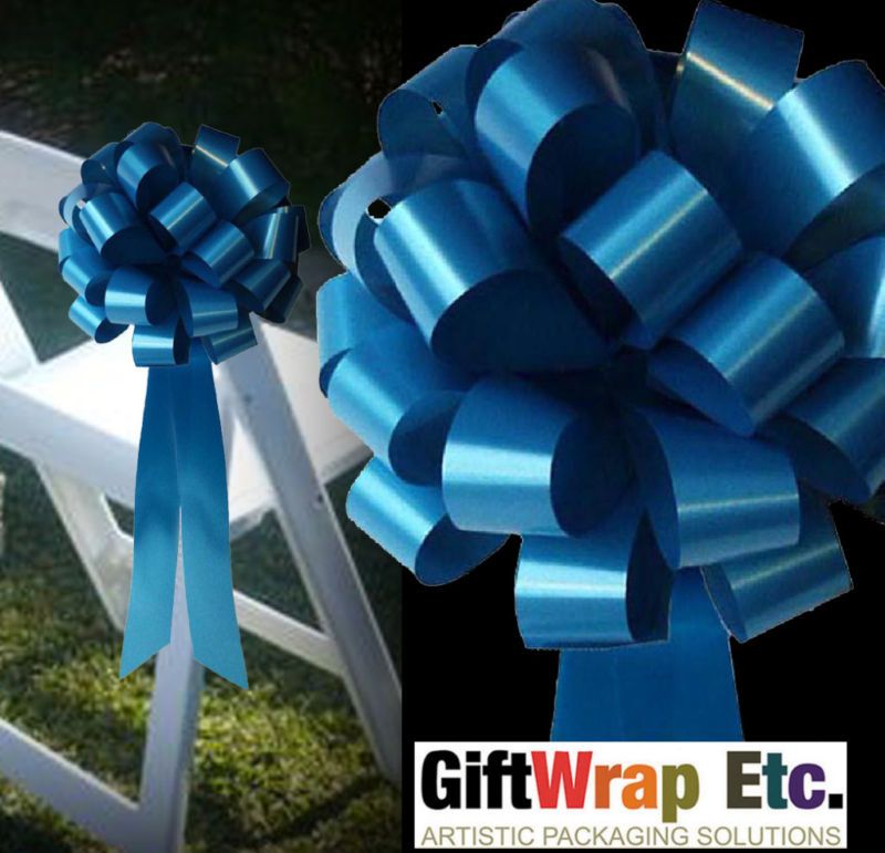 10 TURQUOISE PULL BOWS WEDDING SHOWER PEW DECORATIONS  