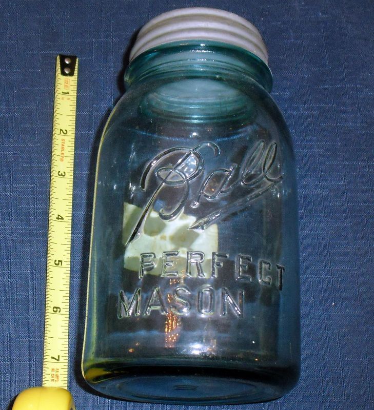 VERY OLD MASON JAR LOT (3) BALL PERFECT MASON LIGHT GREEN W/LID NICE 