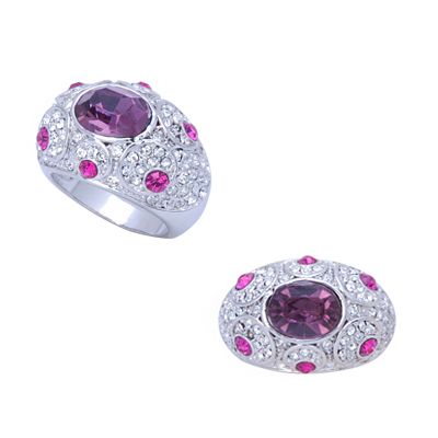 Dome Shape Cocktail Ring w/ 10mm Rhinestone in 4 Colors  