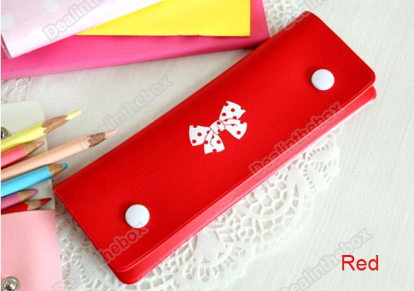 New Fashion Pen Pencil Case Pouch Lovely Ribbon Cosmetic 4 Color 