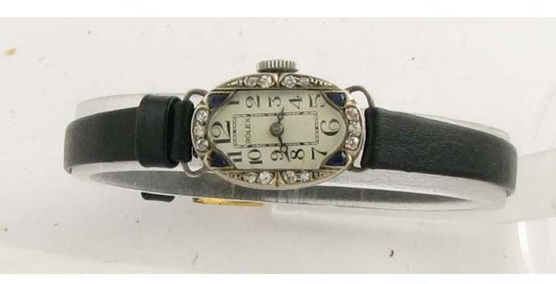 18k Gold & Diamond & Sapphire Rolex Ladies Watch 1937  