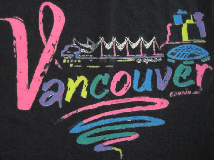 NEON LOGO 80s vintage VANCOUVER BC T SHIRT canada MEDIUM  