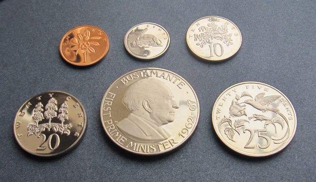 1971 Jamaica Cent & Dollar 6 Coins Proof set  