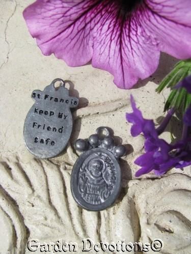 sided ST. FRANCIS Paw Print Pet Medal Tag Charm ~ NEW  