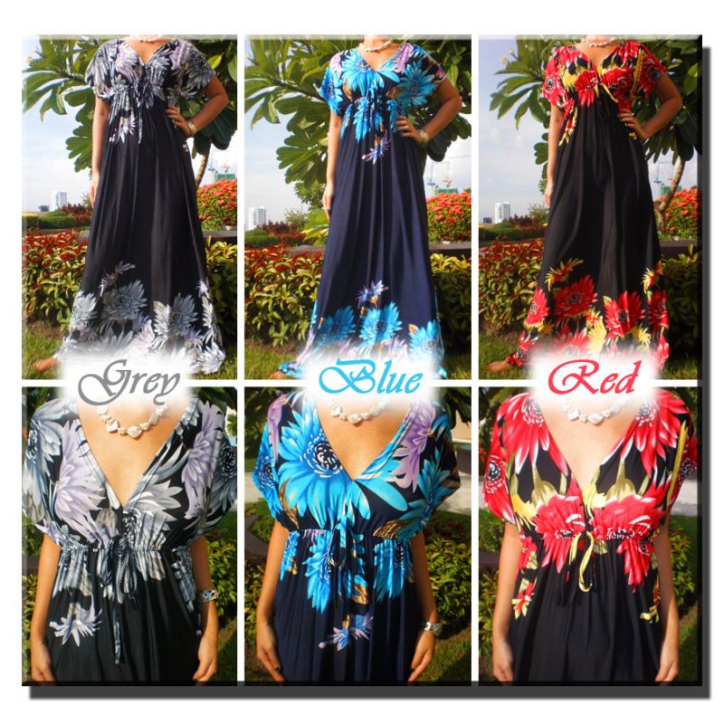 New Kimono Flower Summer Ladies Long Maxi Dress  