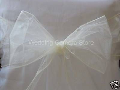 100 Ivory Organza Sashes Chair Cover Bow Wedding Sashes  