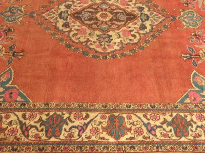   Antique 1940s Persian Saruq Mahal Wool Oriental Rug 