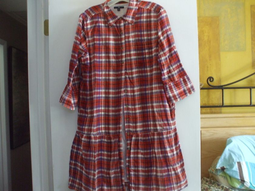 GAP LONG PLAID FULLY LINED COTTON DRESS/COVERUP SZ LG  