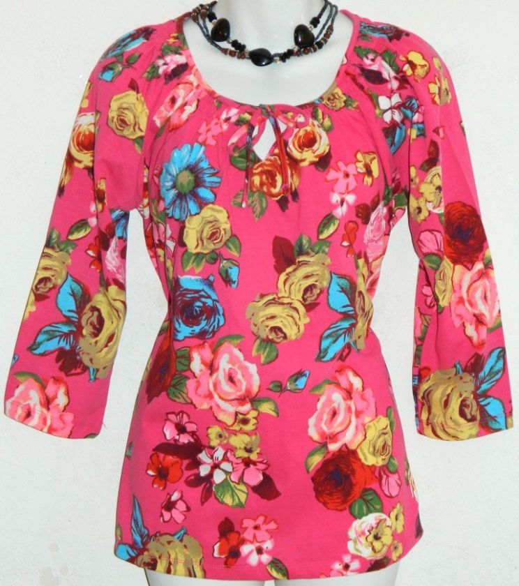 jason maxwell FLORAL CAREER knit SNOCKED NECK top NWT M  