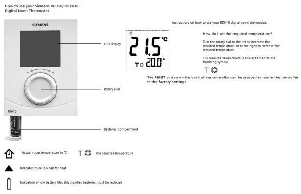 SIEMENS RDH10RF WIRELESS RADIO FREQUENCY ROOM STAT  