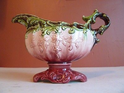   DRESSLER MAJOLICA SERVING TRAY SAUCE BOAT AUSTRIA SIGNED AMAZING