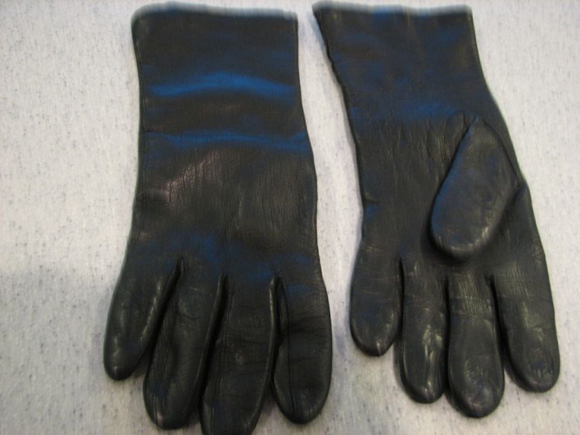 CARSON PIRIE SCOTT BLACK LEATHER LINED GLOVES SZ 7  