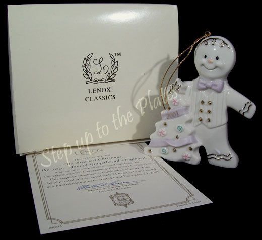   China 2001 GINGERBREAD Man Sweetest Christmas Tree Ornament MIB w/ COA