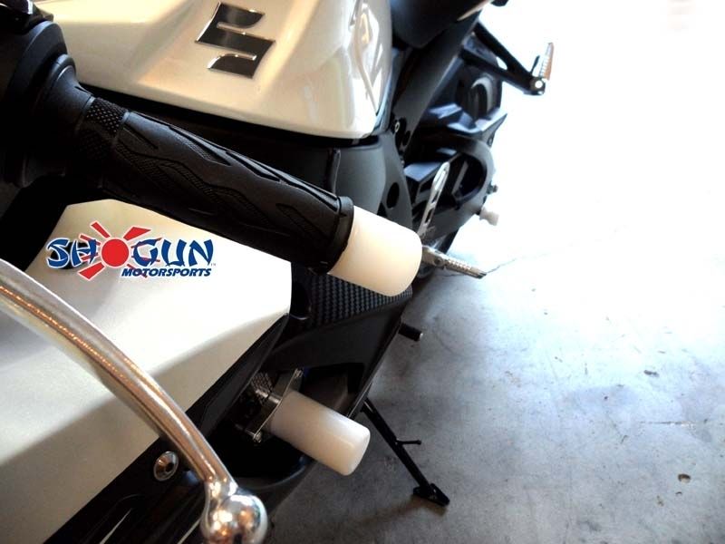 SUZUKI GSXR 1000 2001 2011 WHITE HANDLE BAR END SLIDERS  