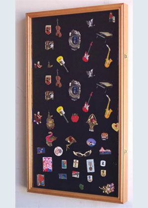 Large Lapel Pin Medal Display Case Cabinet Shadow Box  