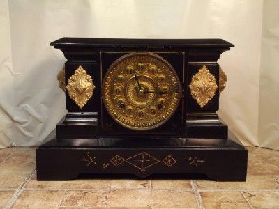 Impressive Antique Ansonia Iron Mantle Clock  