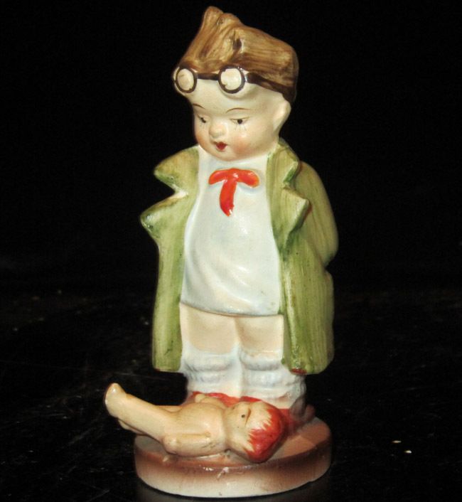 Vintage PORCELAIN baby Doll Figurine Japan handpainted  