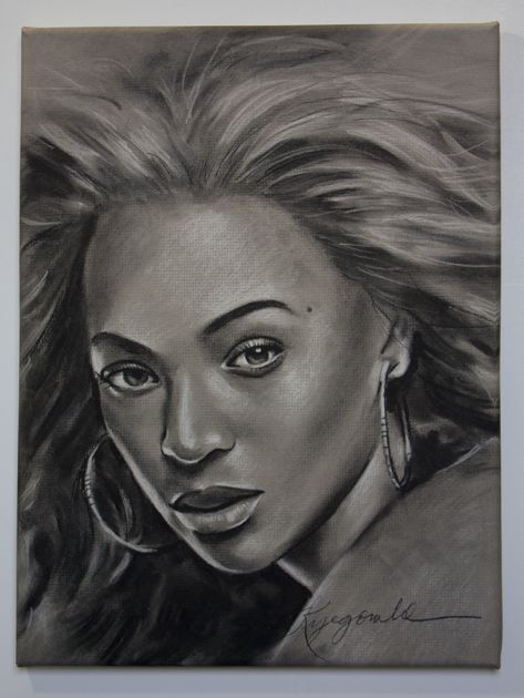 Beyonce charcoal portrait drawing by KYEGOMBE  