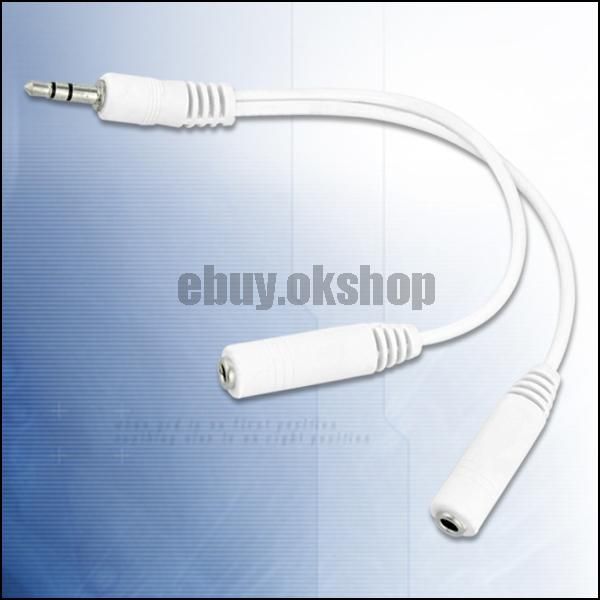 5MM JACK PLUG Y SPLITTER AUDIO HEADPHONE STEREO CABLE  