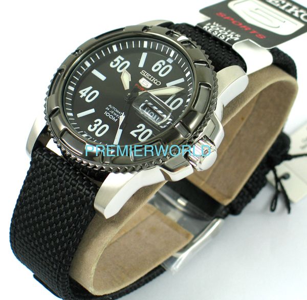 SEIKO MEN 5 SPORTS AUTOMATIC / HAND WINDING 100M BLACK BEZEL TOUGH 