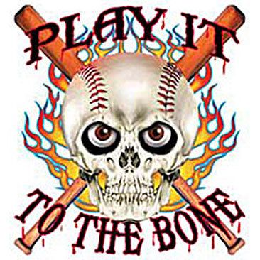 PLAY IT TO THE BONE SKULL BASEBALL TATTOO T SHIRT NEW  