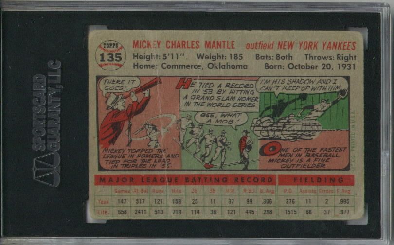 1956 Topps Mickey Mantle #135 SGC 20 1.5   NY Yankees  