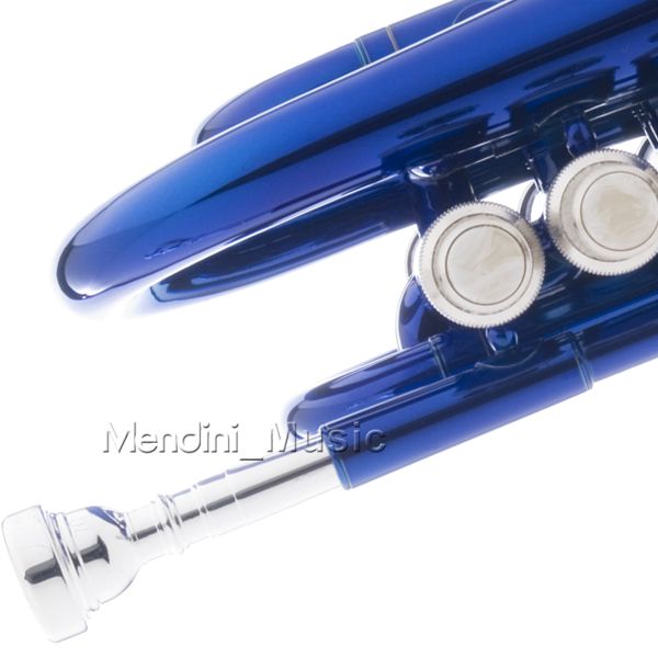 NEW BLUE LACQUER BRASS MINI/ POCKET Bb TRUMPET+TUNER  