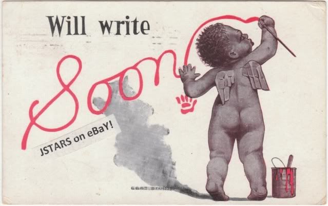 1910 BLACK CUPID, BLACK ANGEL, BLACK AMERICANA POSTCARD  