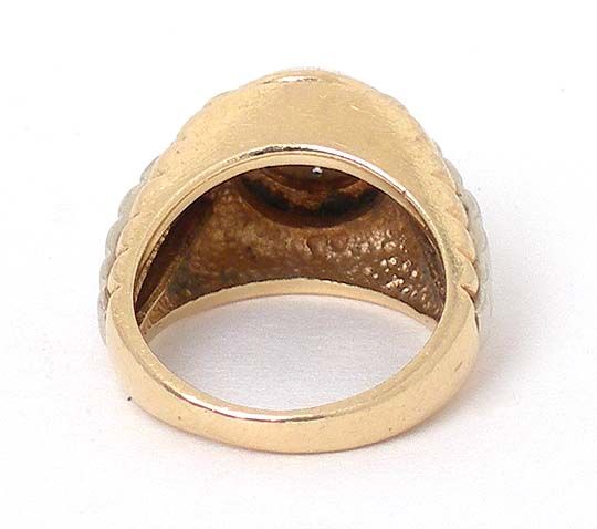 LOVELY 2 TONE 14K GOLD & DIAMONDS VINTAGE RETRO RING  