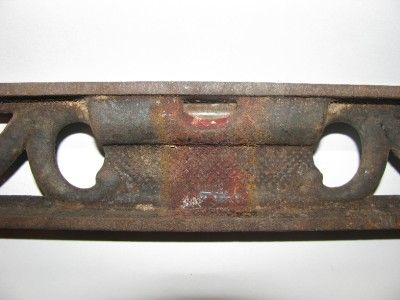 Antique Cast Iron Level with 3 Bubble Measures 18  