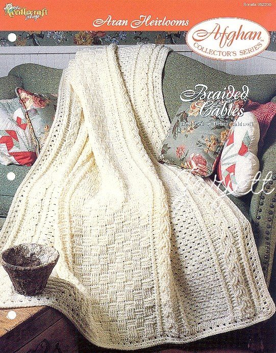 Braided Cables Afghan, Aran Heirlooms crochet pattern  