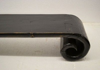 Chinese Black Wooden Scroll Shaped Low Coffee Table Stand FEB18 02 