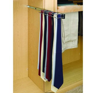 Rev A Shelf TRC 14CR Chrome TRC Series Pull Out Tie Rack for Up to 25 