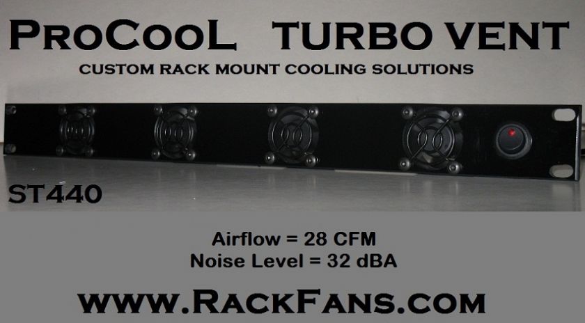 ProCooL TURBO VENT   (1U) Rack Mount Cooling Fan Panel  