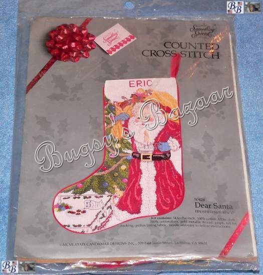 Candamar DEAR SANTA w Letter,Cookies Counted Cross Stitch Christmas 